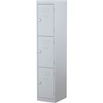 STEELCO PERSONNEL LOCKER 3 DOOR 305MM SILVER GREY