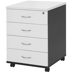 YS DESIGN OXLEY MOBILE PEDESTAL 4DRAWER LOCKABLE WHITEIRONSTONE
