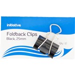 INITIATIVE FOLDBACK CLIP 25MM BLACK PACK 12