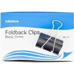 INITIATIVE FOLDBACK CLIP 51MM BLACK PACK 12