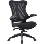 SWIFT CHAIR HIGH MESH BACK FLIP ARMS BLACK