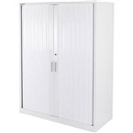 STEELCO TAMBOUR DOOR CABINET 3 SHELVES 1200H X 1200W X 463D MM SILVER GREY