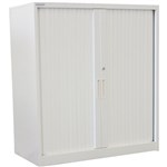 STEELCO TAMBOUR DOOR CABINET 3 SHELVES 1200H X 900W X 463D MM SILVER GREY