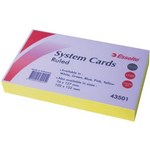 RULED SYSTEM CARD 127 X 203MM 8x5 YELLOW PACK 100