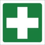 ST JOHN GREEN FIRST AID CROSS LABEL 70X70MM
