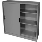 STEELCO SLIDING DOOR CABINET 2 SHELVES 1015 X 914 X 465MM SILVER GREY