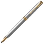 PARKER SONNET BALLPOINT PEN GOLD TRIM STAINLESS STEEL
