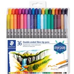 STAEDTLER 3200 DOUBLE ENDED FIBRETIB PENS ASSORTED BOX 36