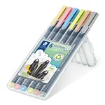 STAEDTLER TRIPLUS FINELINER WRITING PEN ASSORTED PASTEL COLOURS PACK 6