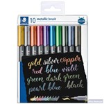 STAEDTLER 8321 METALLIC BRUSH MARKER ASSORTED BOX 10