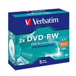 VERBATIM DVDRW 47GB JEWEL CASE PACK 5