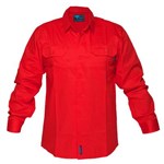 PRIME MOVER MV278 HIVIS LIGHTWEIGHT COTTON DRILL SHIRT LONG SLEEVE RED 2XL