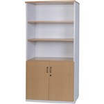YS DESIGN OXLEY HALF DOOR STATIONERY CUPBOARD 900 X 450 X 1800MM OAKWHITE