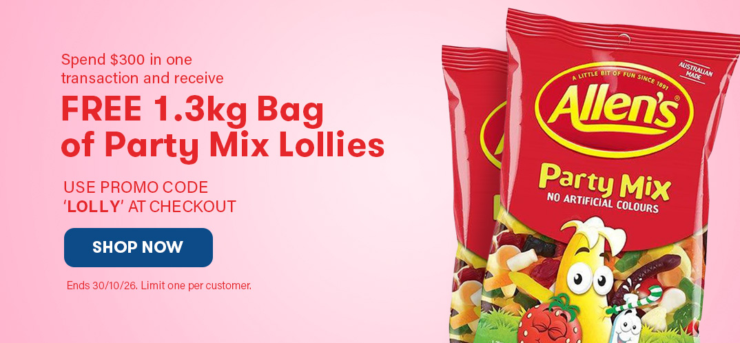 Free 1.3kg Bag of Party Mix Lollies